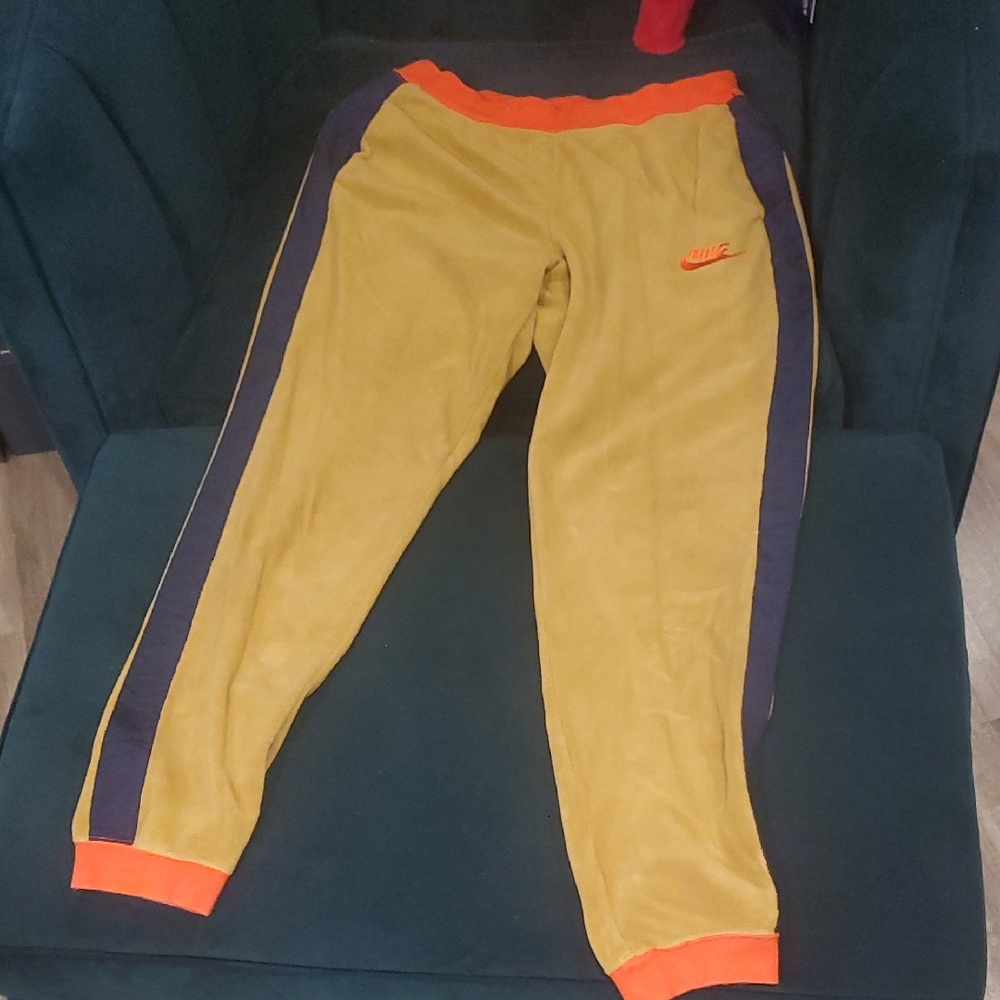 Nike Orange and Gold Fleece Joggers